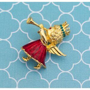 Vintage Little Queen Angel Trumpet Brooch - R14